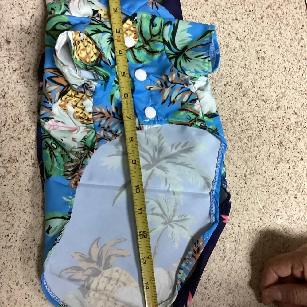 Tropical Floral Cat Shirt - Blue and Black